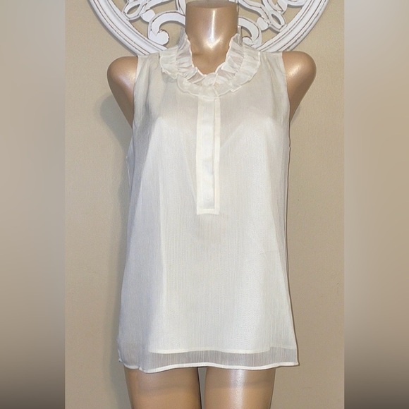 J. Crew women’s 12 blouse Cream Sleeveless Chemise business ruffle layer nwot - Picture 1 of 7